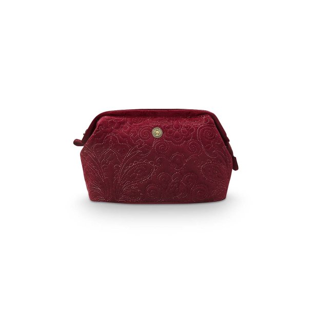 Cosmetic Purse Extra Large Velvet Quiltey Days Red