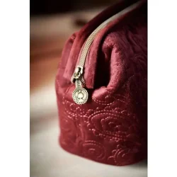 Cosmetic Purse Extra Large Velvet Quiltey Days Red