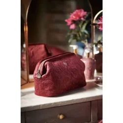 Cosmetic Purse Extra Large Velvet Quiltey Days Red