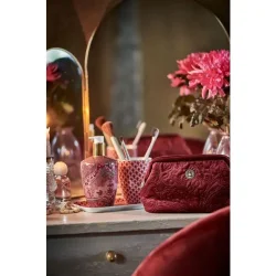 Cosmetic Purse Extra Large Velvet Quiltey Days Red